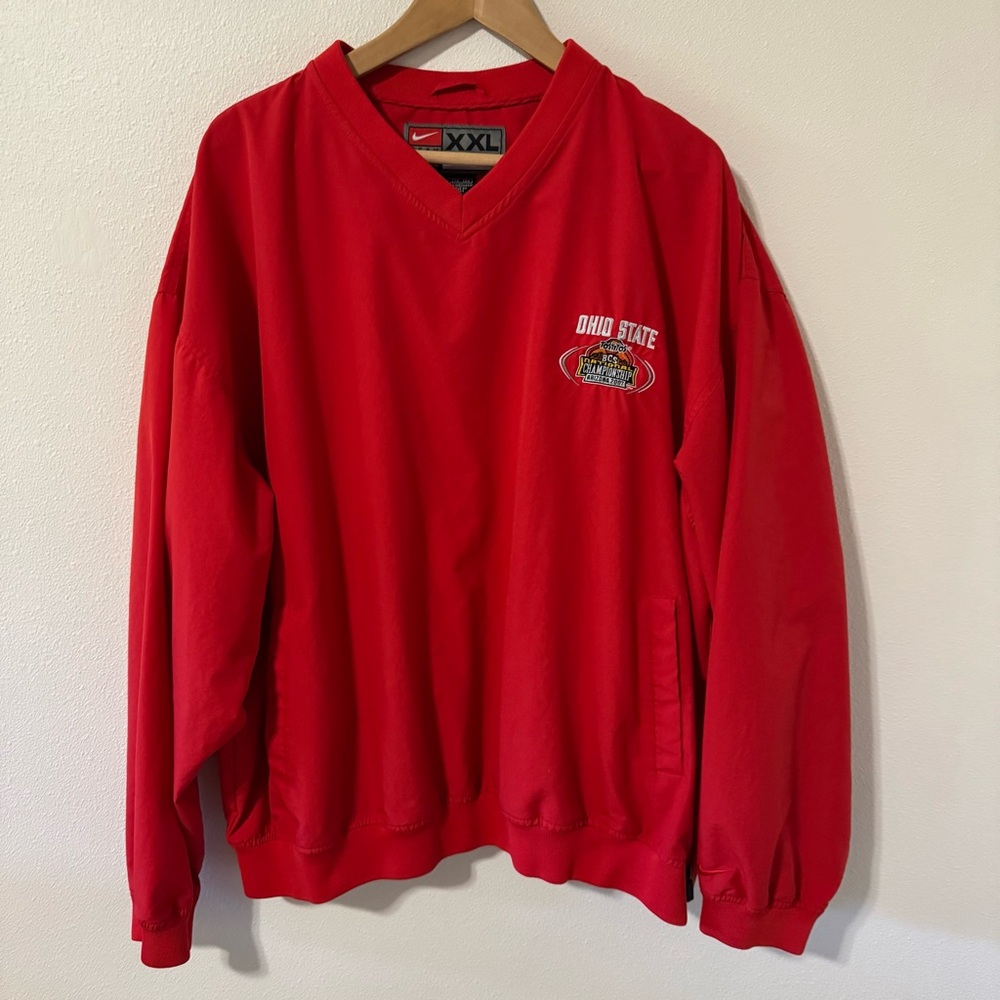Ohio State 2007 National Championship Nike Pullover Red Windbreaker Pullover-XXL